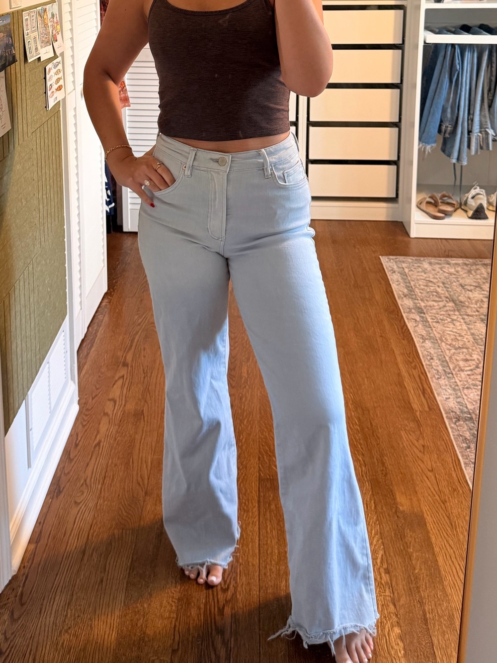 Dear John Fiona High Rise Wide Leg Jeans Seaside Raw Hem Size 26